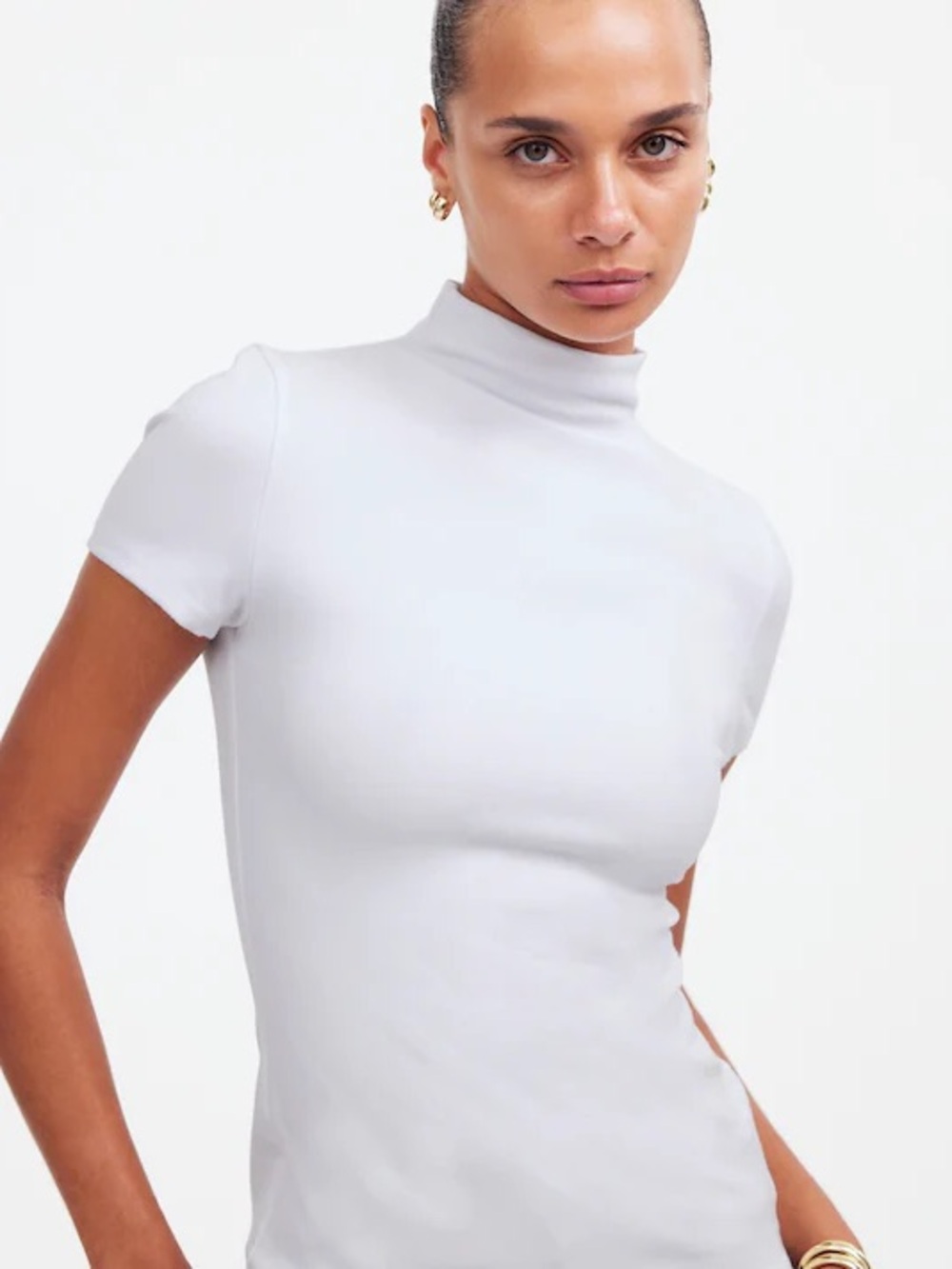 Madewell mock neck White Short Sleeve Tee